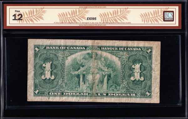 1937 Bank of Canada $1 "Radar" in BCS Fine-12 (BC-21c -N1)