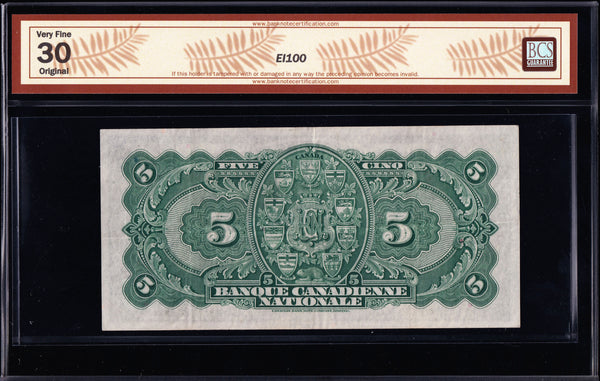 1935 Banque Canadienne Nationale $5 BCS VF-30 Original
