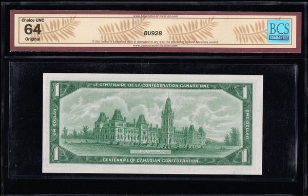 1967 Bank of Canada $1 "Sequential Replacement *N/O" BCS Choice UNC (BC-45bA)