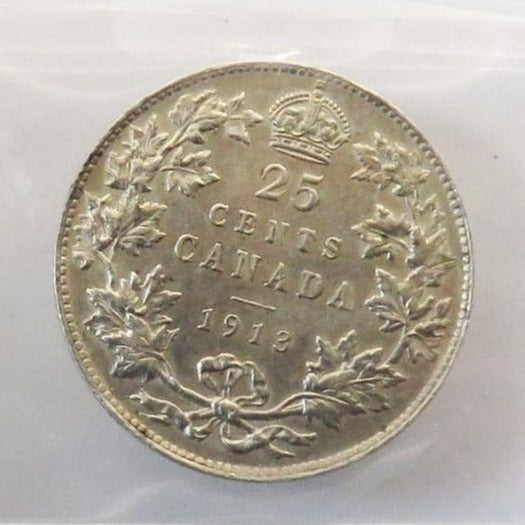 1913 Canadian 25 cents Certified CCCS EF45