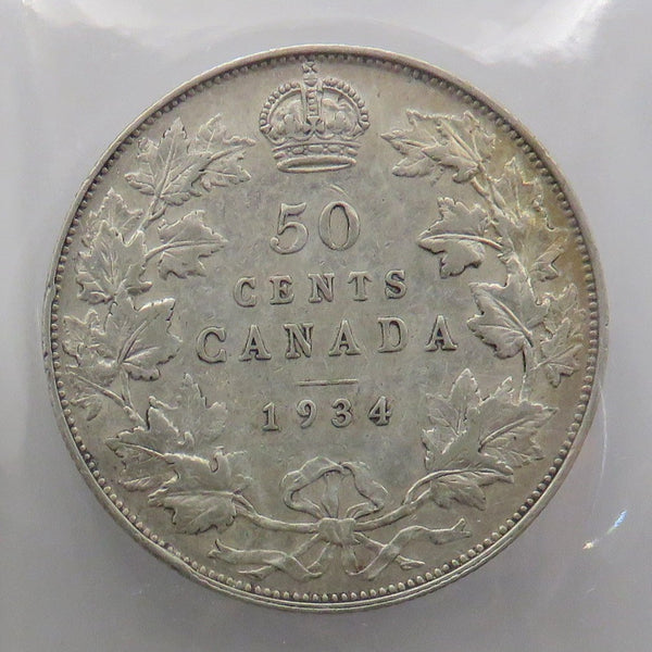 1934 Canadian 50 Cents CCCS VF30